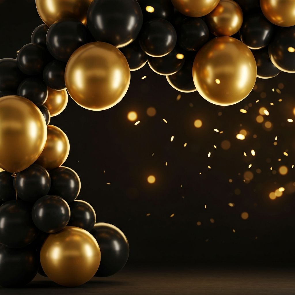 Decoracion de lujo con globos dorados